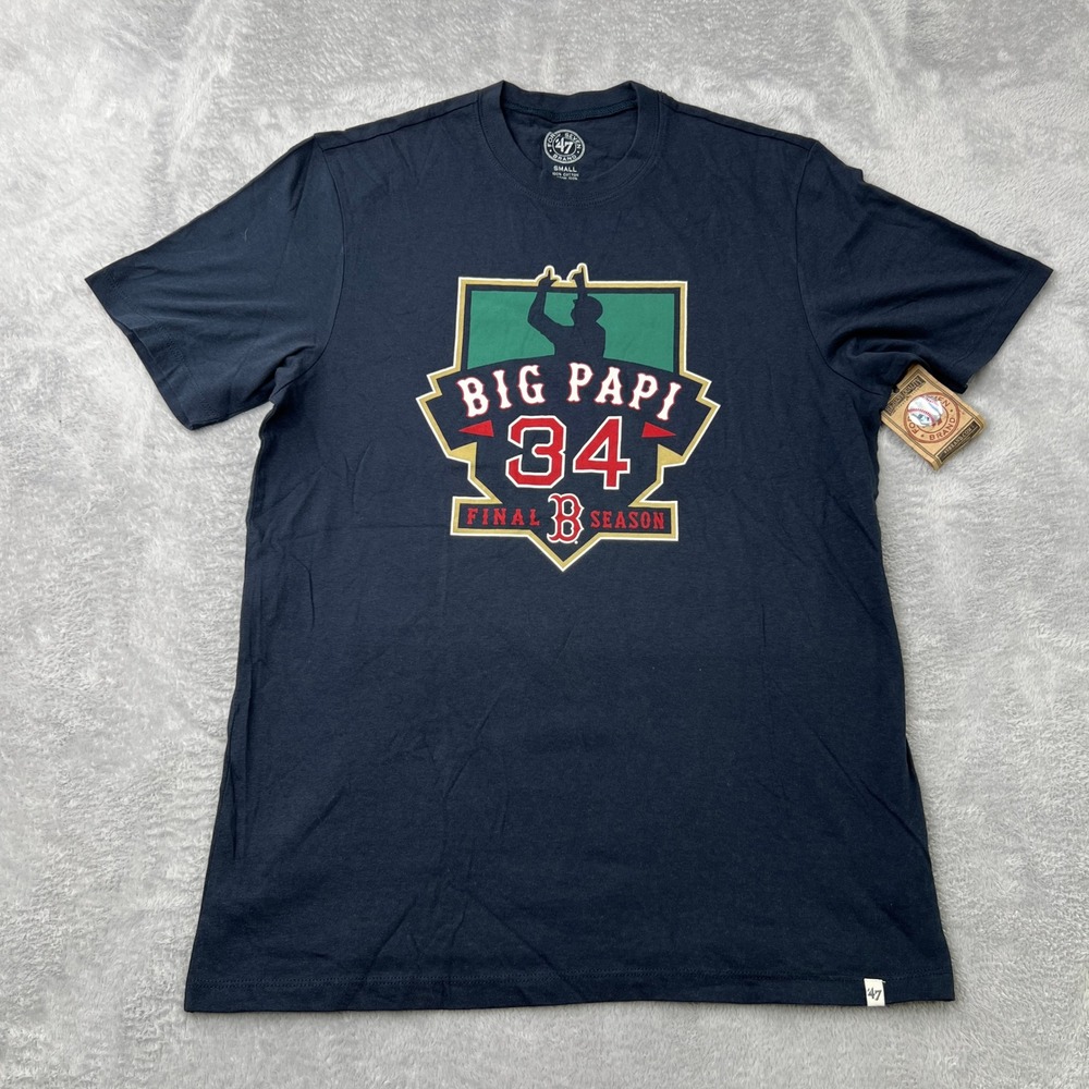 '47 Brand David Ortiz Big Papi T-Shirt Small Navy Mens Red Sox Final Season NWT